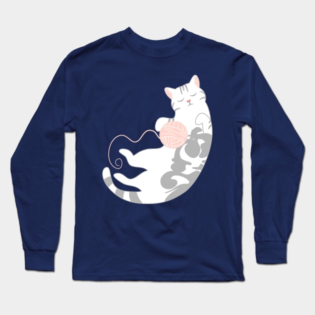 American Shorthair Cat and Balls Long Sleeve T-Shirt by LulululuPainting